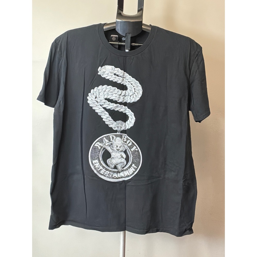 Bad Boy Entertainment T-Shirt Mens XL Black Graphic Chain Streetwear Y2K Retro